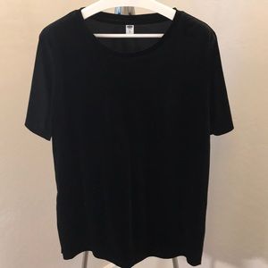 Old Navy Black Stretch Velvet Short Sleeve Top